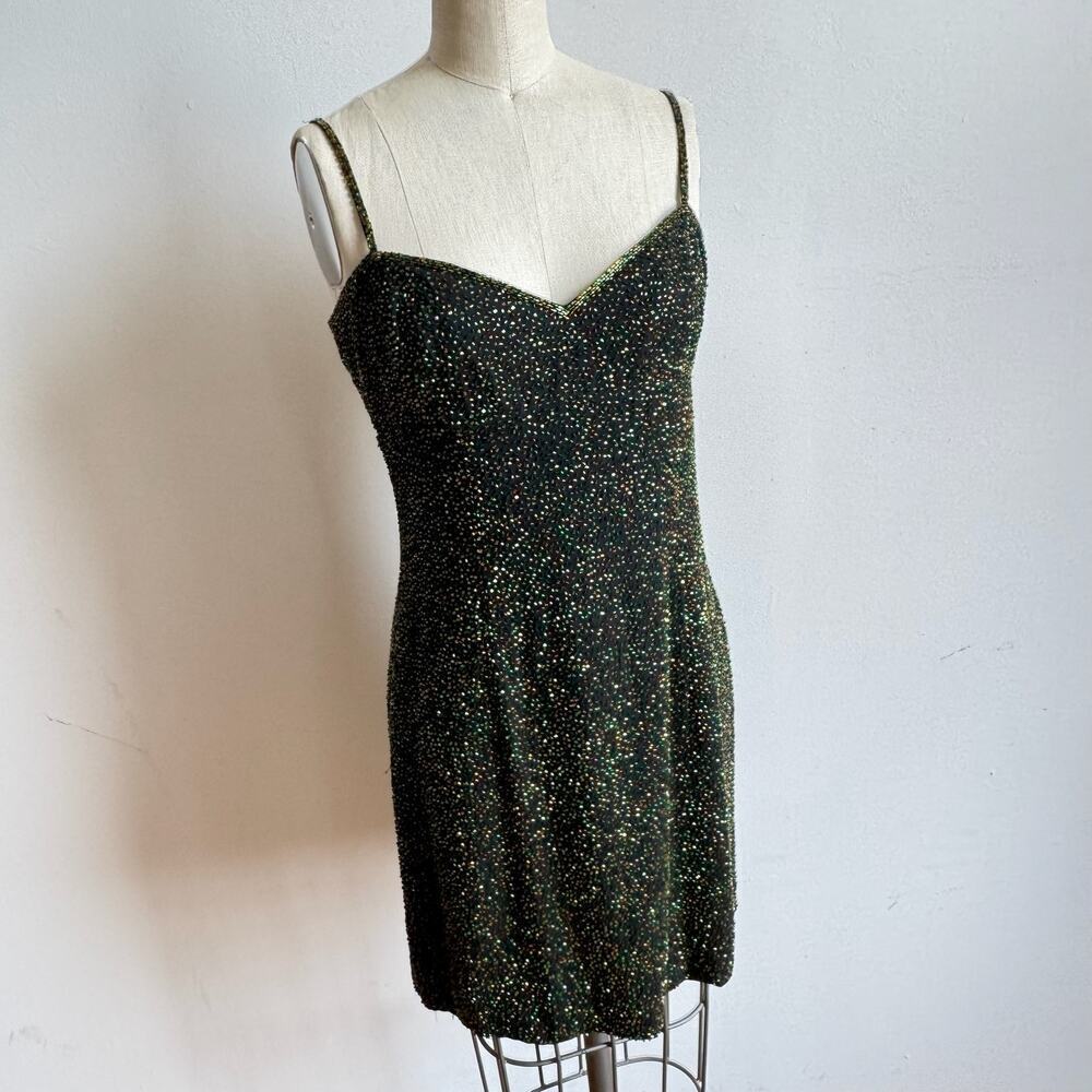 Vintage NITELINE DELLA ROUFOGALI Sleeveless Beaded Mini Dress